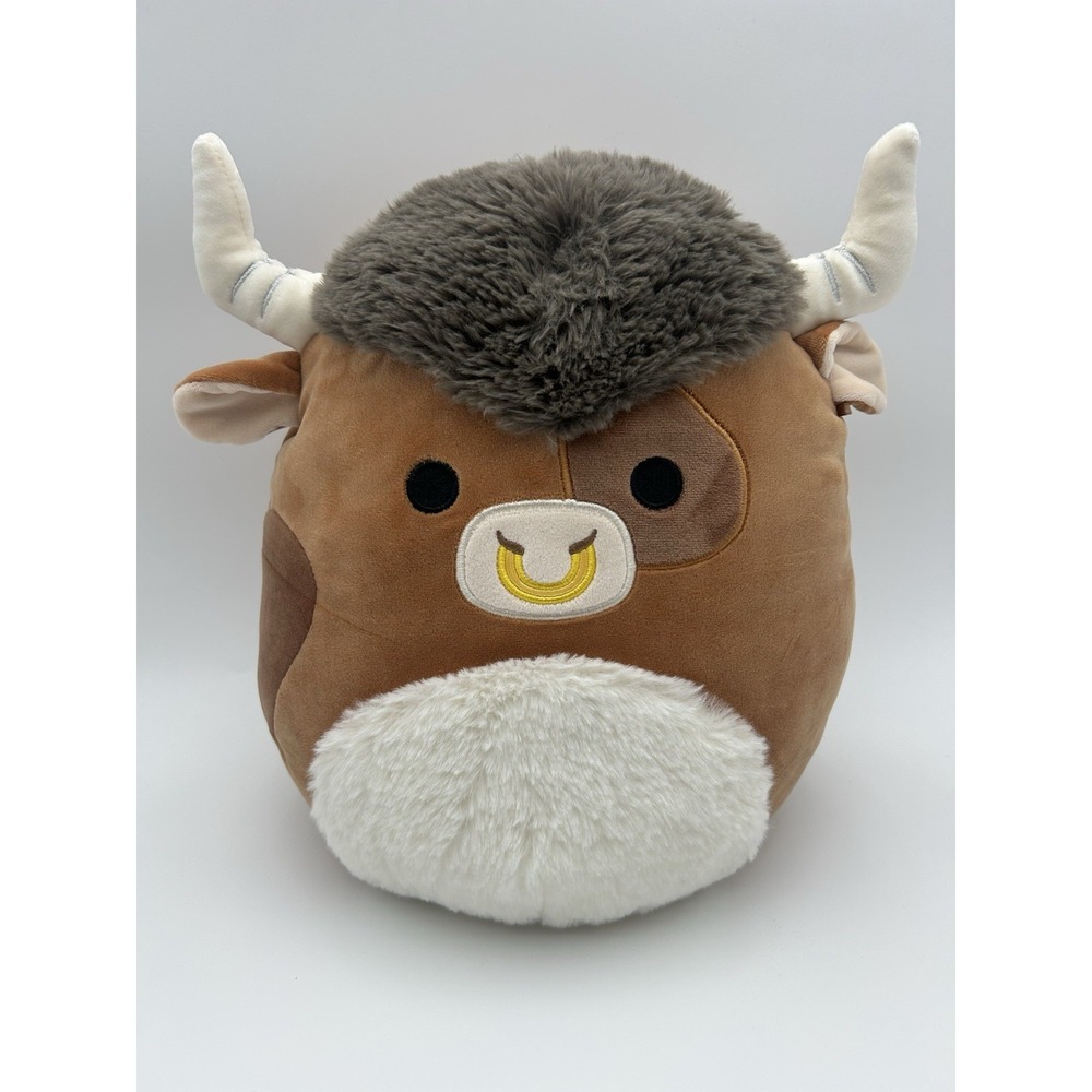 Squishmallows Shep Highland Cow Bull Plush 12" Brown White Kellytoy